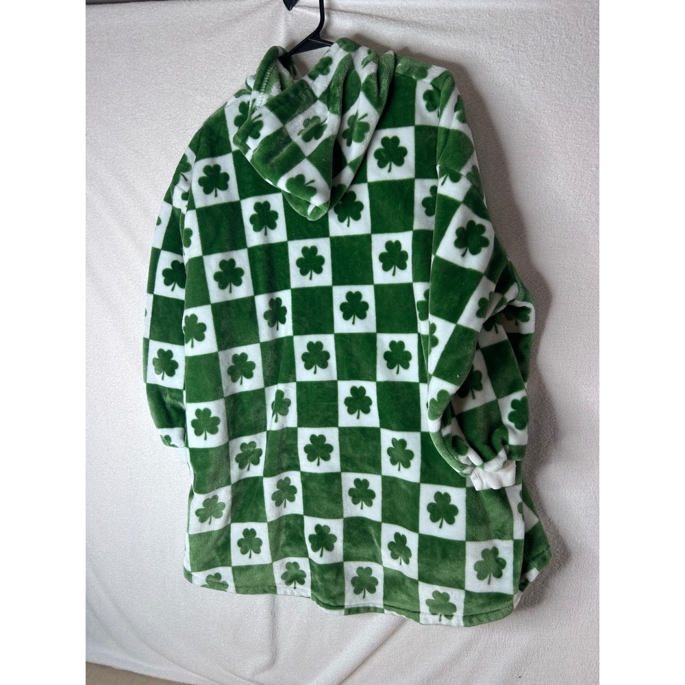 St Patrick's Throwzy Marlo Lorenz Wearable Blanket Hoodie Green Checkered OS